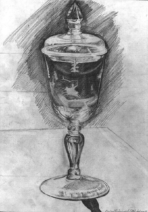 Glaspokal 1600-tal blyertsteckning av Patrik Andersson
